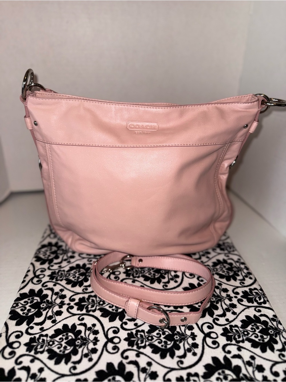 Coach Zoe Blush Pink Leather Crossbody Bag/Hobo - Picture 8 of 8